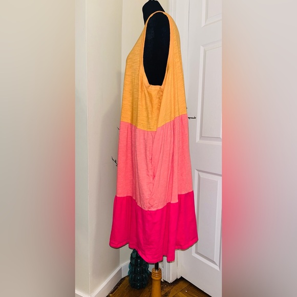 Vibrant Colorblock Tank Dress W Pockets - Picture 4 of 7